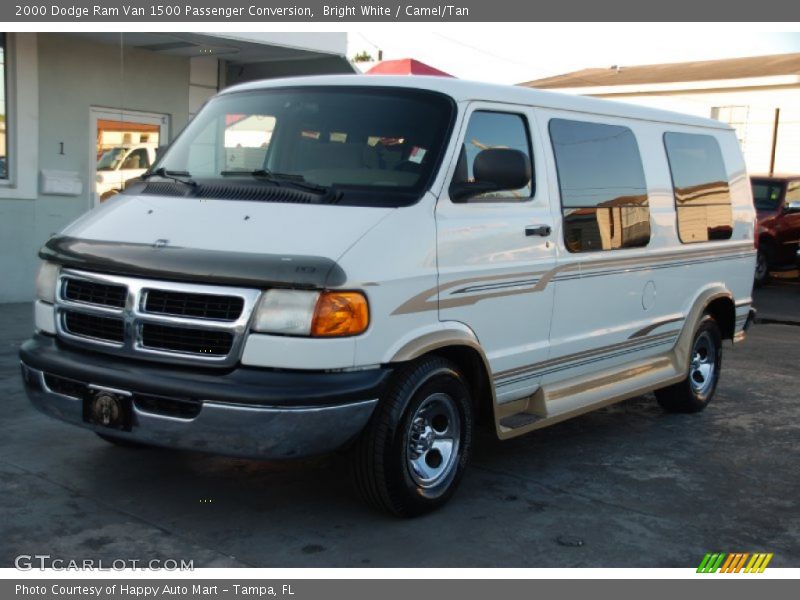 Bright White / Camel/Tan 2000 Dodge Ram Van 1500 Passenger Conversion