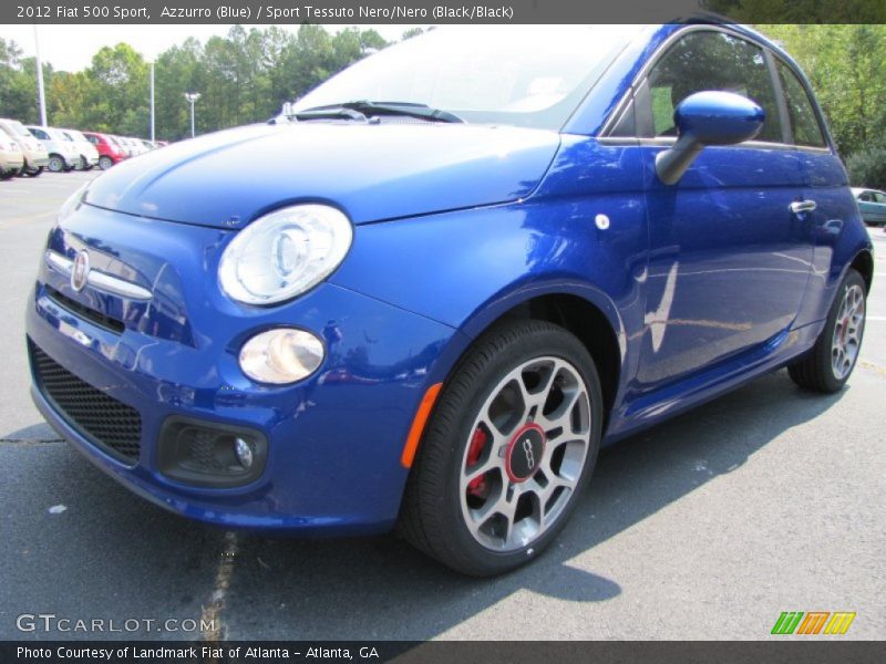 Azzurro (Blue) / Sport Tessuto Nero/Nero (Black/Black) 2012 Fiat 500 Sport