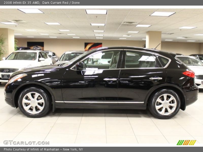 Dark Currant Red / Stone 2008 Infiniti EX 35 AWD