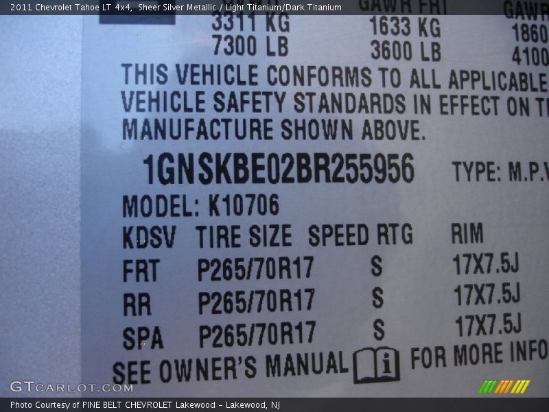 Sheer Silver Metallic / Light Titanium/Dark Titanium 2011 Chevrolet Tahoe LT 4x4