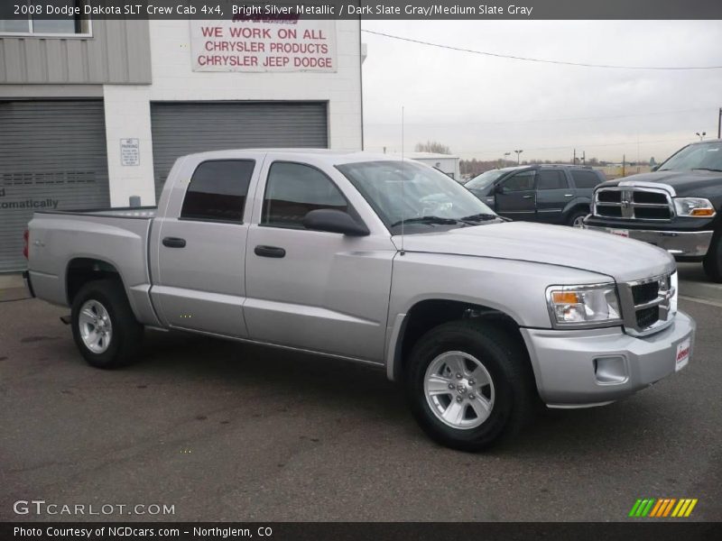 Bright Silver Metallic / Dark Slate Gray/Medium Slate Gray 2008 Dodge Dakota SLT Crew Cab 4x4