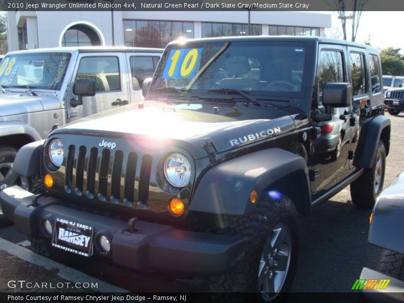 Natural Green Pearl / Dark Slate Gray/Medium Slate Gray 2010 Jeep Wrangler Unlimited Rubicon 4x4