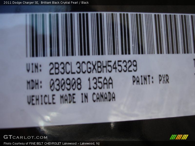 Brilliant Black Crystal Pearl / Black 2011 Dodge Charger SE