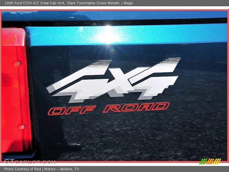 Dark Tourmaline Green Metallic / Beige 1996 Ford F250 XLT Crew Cab 4x4