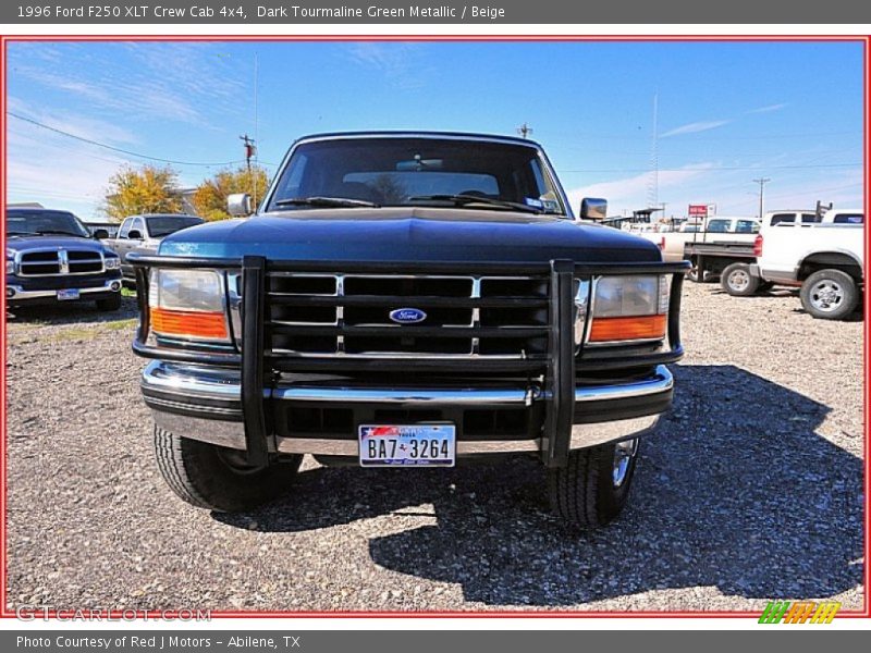Dark Tourmaline Green Metallic / Beige 1996 Ford F250 XLT Crew Cab 4x4