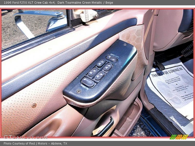 Dark Tourmaline Green Metallic / Beige 1996 Ford F250 XLT Crew Cab 4x4