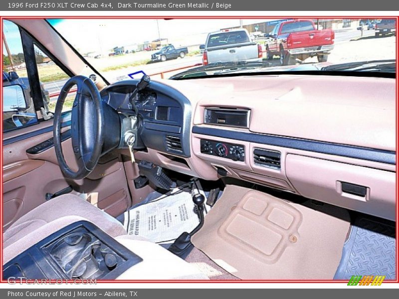 Dark Tourmaline Green Metallic / Beige 1996 Ford F250 XLT Crew Cab 4x4