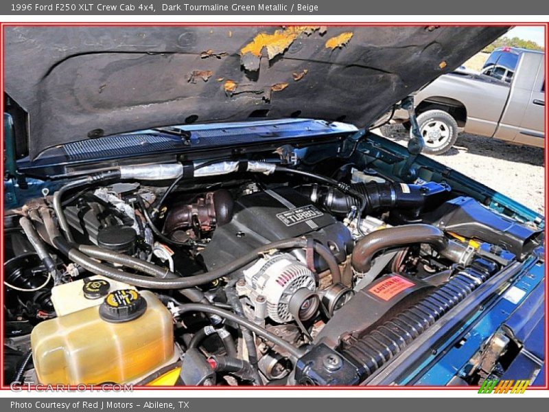 Dark Tourmaline Green Metallic / Beige 1996 Ford F250 XLT Crew Cab 4x4
