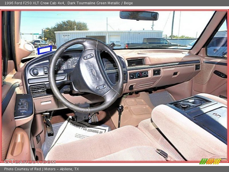 Dark Tourmaline Green Metallic / Beige 1996 Ford F250 XLT Crew Cab 4x4