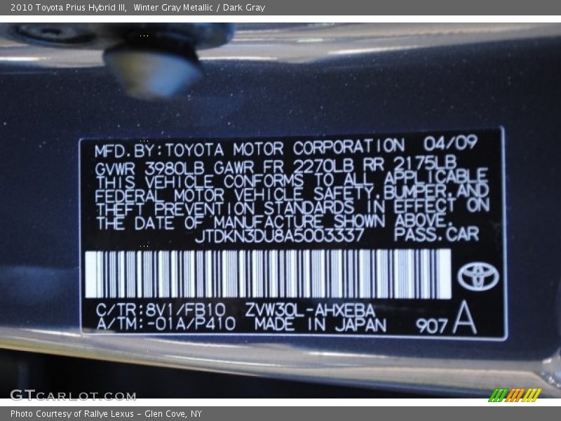 Winter Gray Metallic / Dark Gray 2010 Toyota Prius Hybrid III