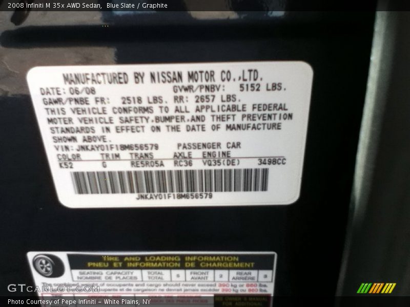 Blue Slate / Graphite 2008 Infiniti M 35x AWD Sedan