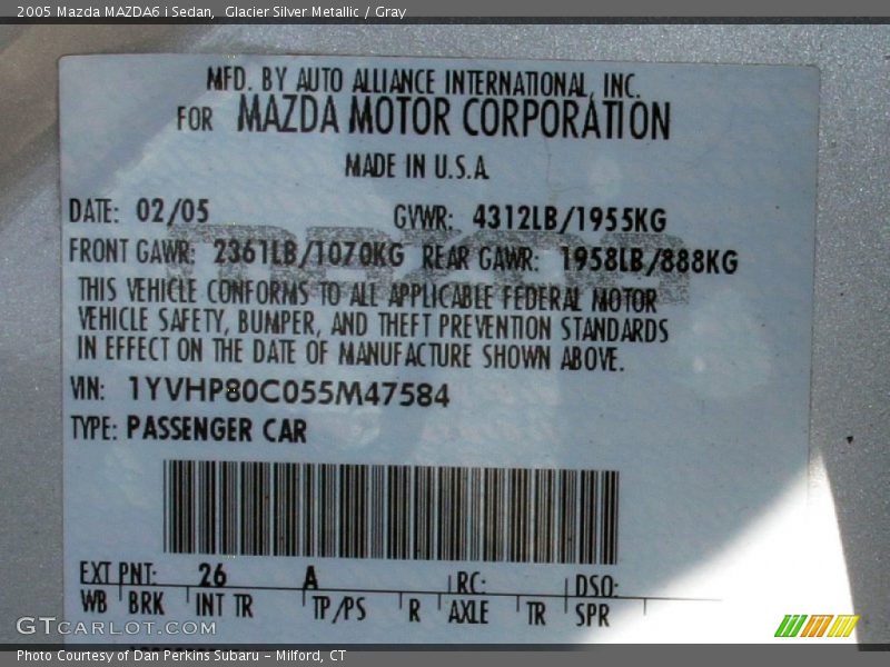 Glacier Silver Metallic / Gray 2005 Mazda MAZDA6 i Sedan