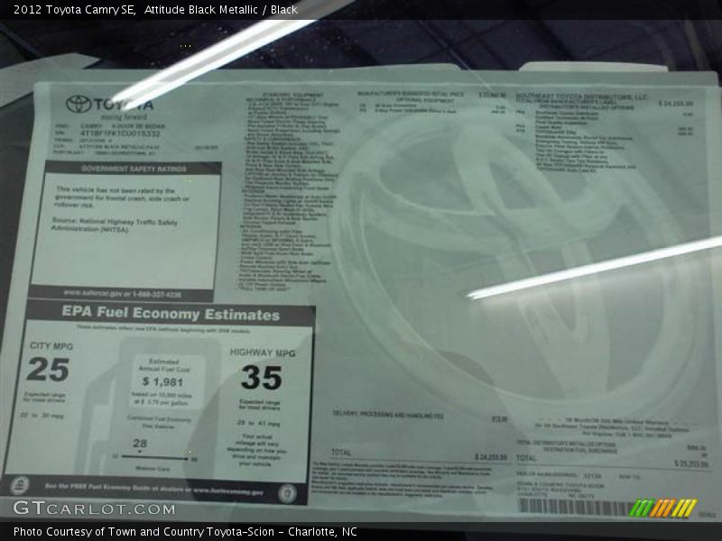 Attitude Black Metallic / Black 2012 Toyota Camry SE