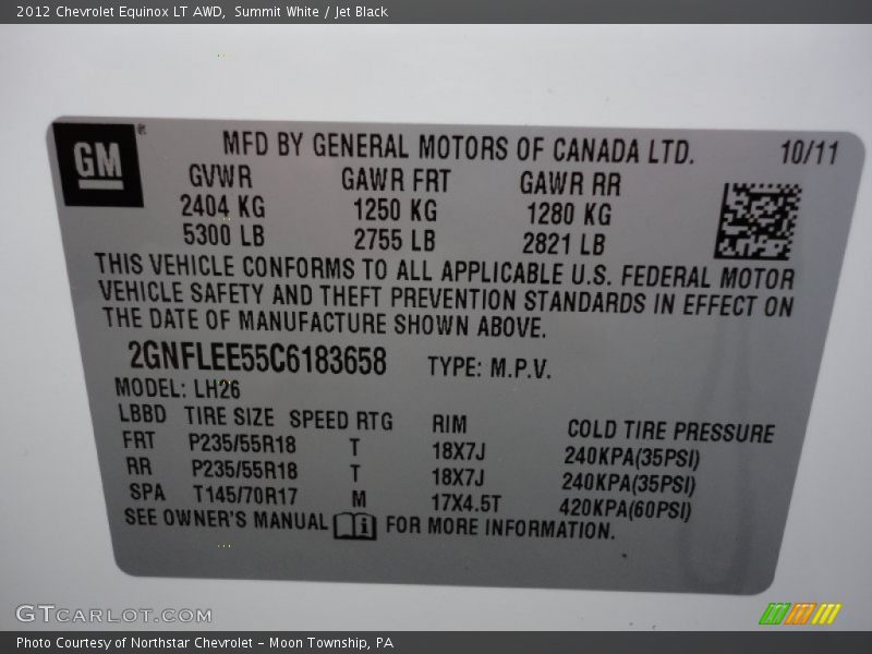 Summit White / Jet Black 2012 Chevrolet Equinox LT AWD