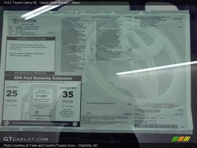 Classic Silver Metallic / Black 2012 Toyota Camry SE