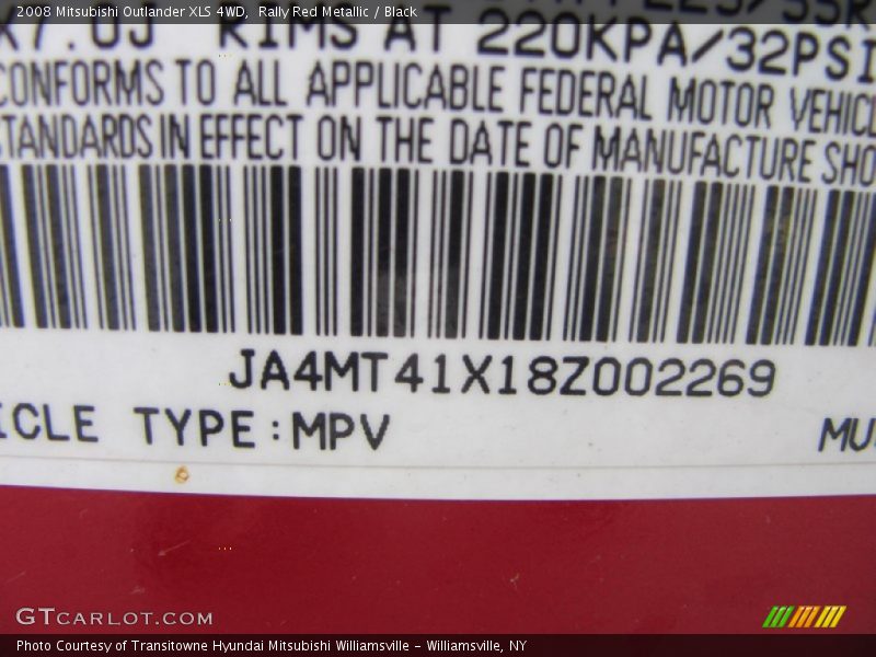 Rally Red Metallic / Black 2008 Mitsubishi Outlander XLS 4WD