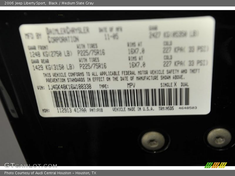 Black / Medium Slate Gray 2006 Jeep Liberty Sport