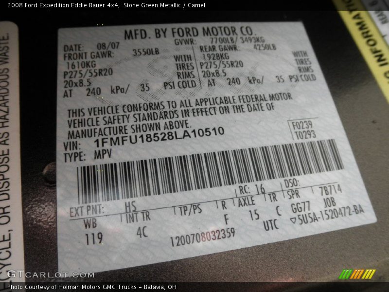 Stone Green Metallic / Camel 2008 Ford Expedition Eddie Bauer 4x4