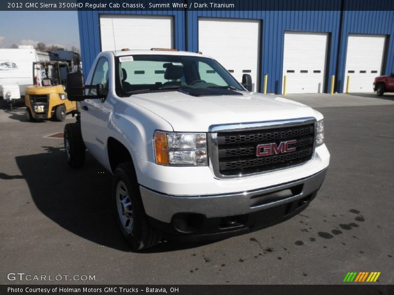 Summit White / Dark Titanium 2012 GMC Sierra 3500HD Regular Cab Chassis