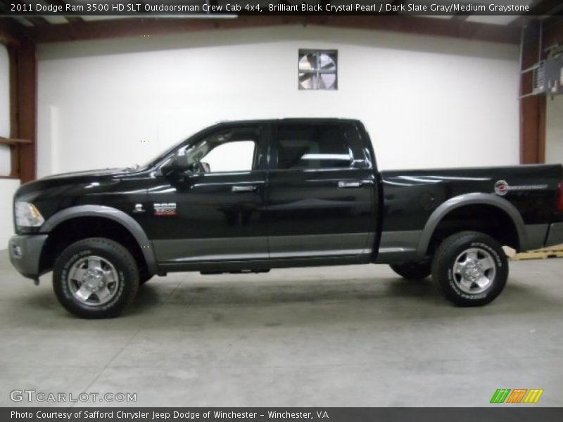 Brilliant Black Crystal Pearl / Dark Slate Gray/Medium Graystone 2011 Dodge Ram 3500 HD SLT Outdoorsman Crew Cab 4x4