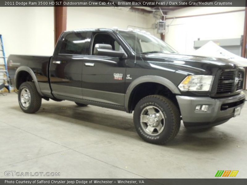 Brilliant Black Crystal Pearl / Dark Slate Gray/Medium Graystone 2011 Dodge Ram 3500 HD SLT Outdoorsman Crew Cab 4x4