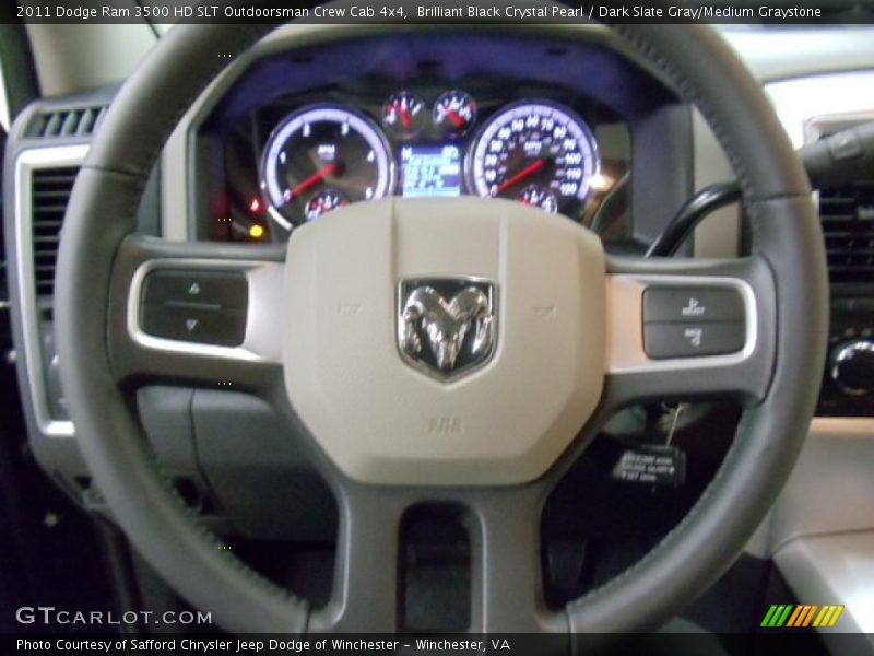 Brilliant Black Crystal Pearl / Dark Slate Gray/Medium Graystone 2011 Dodge Ram 3500 HD SLT Outdoorsman Crew Cab 4x4