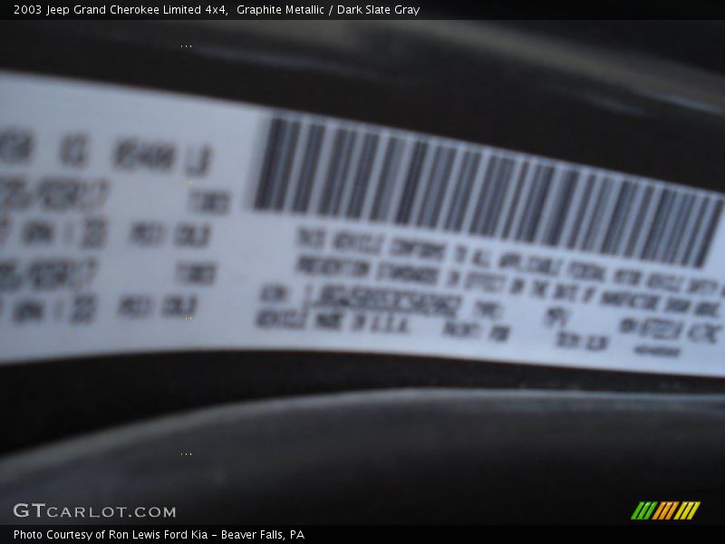 Graphite Metallic / Dark Slate Gray 2003 Jeep Grand Cherokee Limited 4x4