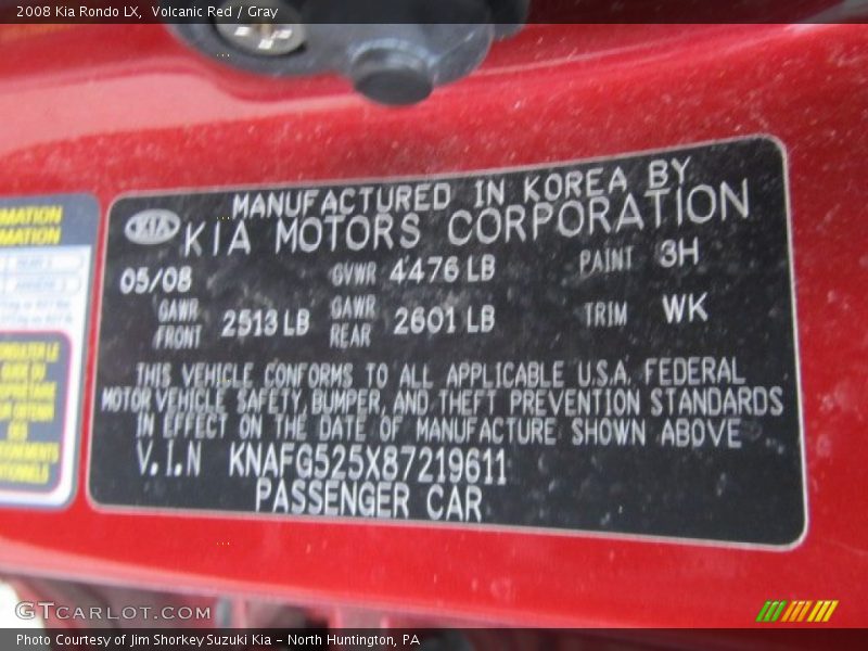 Volcanic Red / Gray 2008 Kia Rondo LX