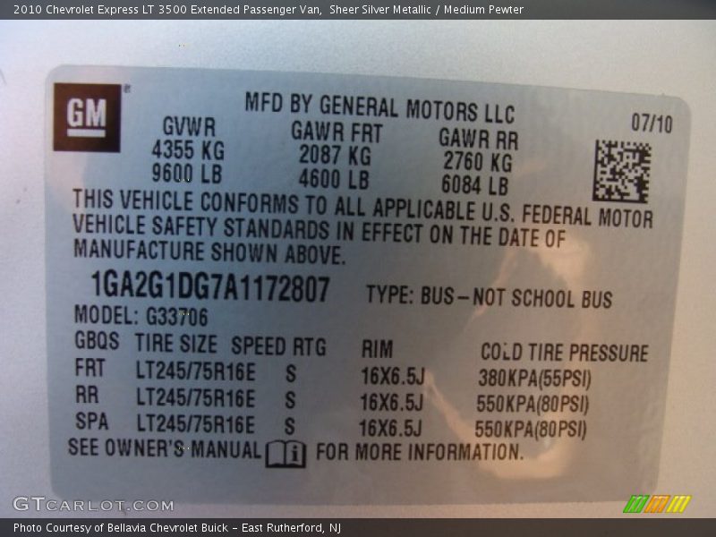 Sheer Silver Metallic / Medium Pewter 2010 Chevrolet Express LT 3500 Extended Passenger Van