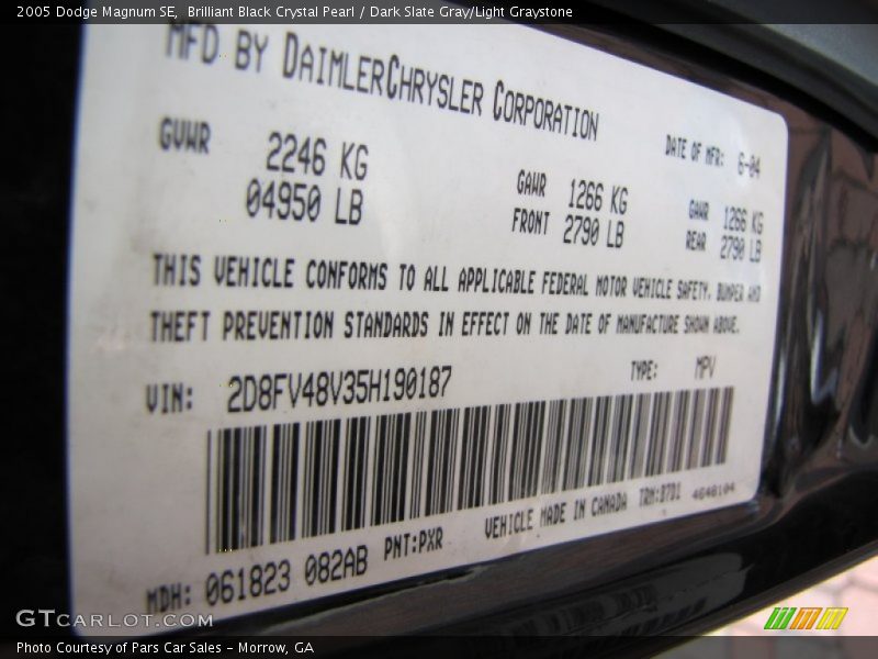 2005 Magnum SE Brilliant Black Crystal Pearl Color Code PXR