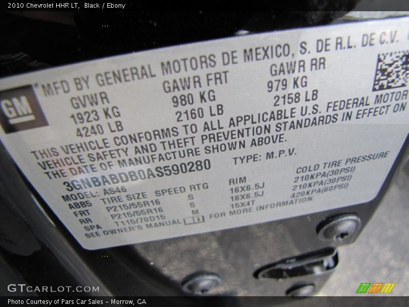Black / Ebony 2010 Chevrolet HHR LT