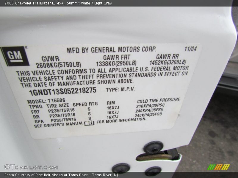Summit White / Light Gray 2005 Chevrolet TrailBlazer LS 4x4