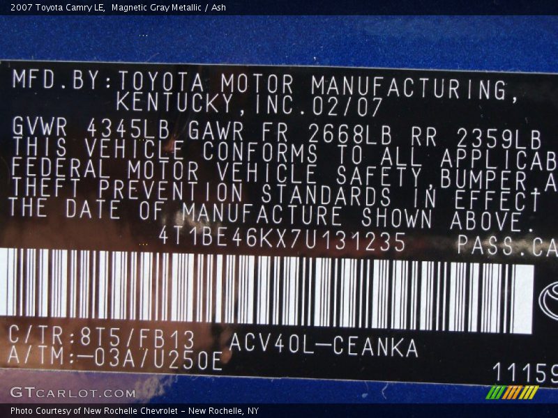 Magnetic Gray Metallic / Ash 2007 Toyota Camry LE