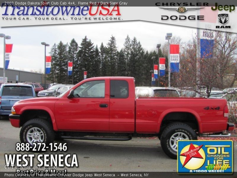 Flame Red / Dark Slate Gray 2003 Dodge Dakota Sport Club Cab 4x4
