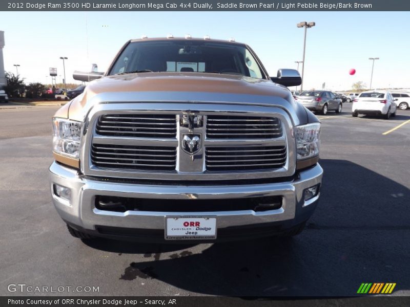 Saddle Brown Pearl / Light Pebble Beige/Bark Brown 2012 Dodge Ram 3500 HD Laramie Longhorn Mega Cab 4x4 Dually