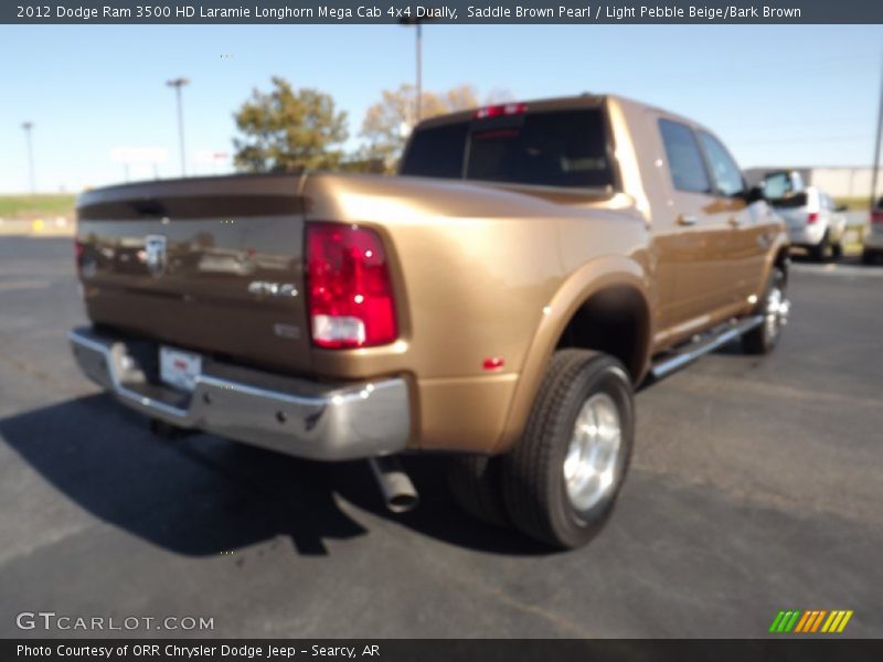 Saddle Brown Pearl / Light Pebble Beige/Bark Brown 2012 Dodge Ram 3500 HD Laramie Longhorn Mega Cab 4x4 Dually