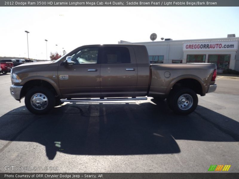 Saddle Brown Pearl / Light Pebble Beige/Bark Brown 2012 Dodge Ram 3500 HD Laramie Longhorn Mega Cab 4x4 Dually