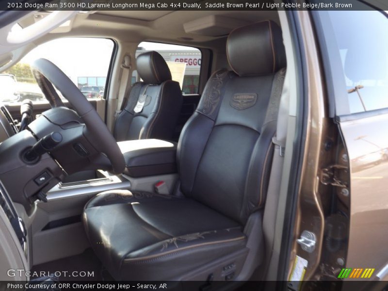 Laramie Longhorn Drivers Seats, Bark Brown Leather with Scroll Work  - 2012 Dodge Ram 3500 HD Laramie Longhorn Mega Cab 4x4 Dually
