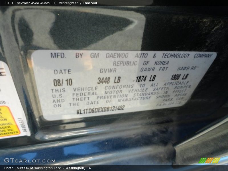Wintergreen / Charcoal 2011 Chevrolet Aveo Aveo5 LT