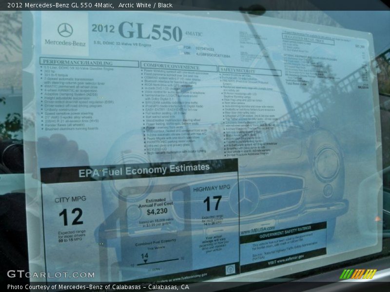 Arctic White / Black 2012 Mercedes-Benz GL 550 4Matic