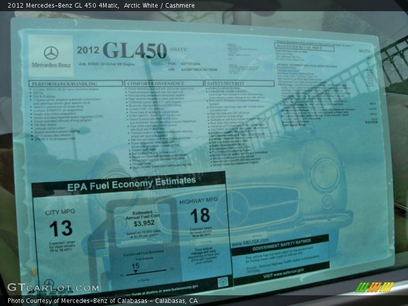 Arctic White / Cashmere 2012 Mercedes-Benz GL 450 4Matic