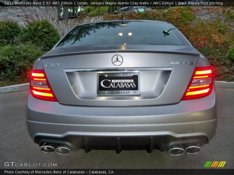 designo Magno Alanite Gray matte / AMG Edition 1 Black Nappa/Red Stitching 2012 Mercedes-Benz C 63 AMG Edition 1 Sedan