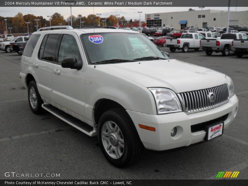 Ceramic White Pearl / Medium Dark Parchment 2004 Mercury Mountaineer V8 Premier AWD