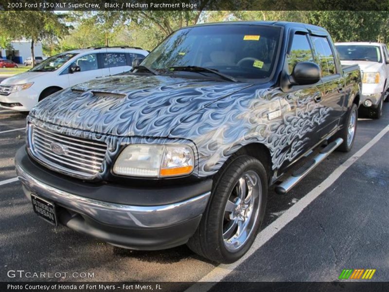Black / Medium Parchment Beige 2003 Ford F150 XLT SuperCrew