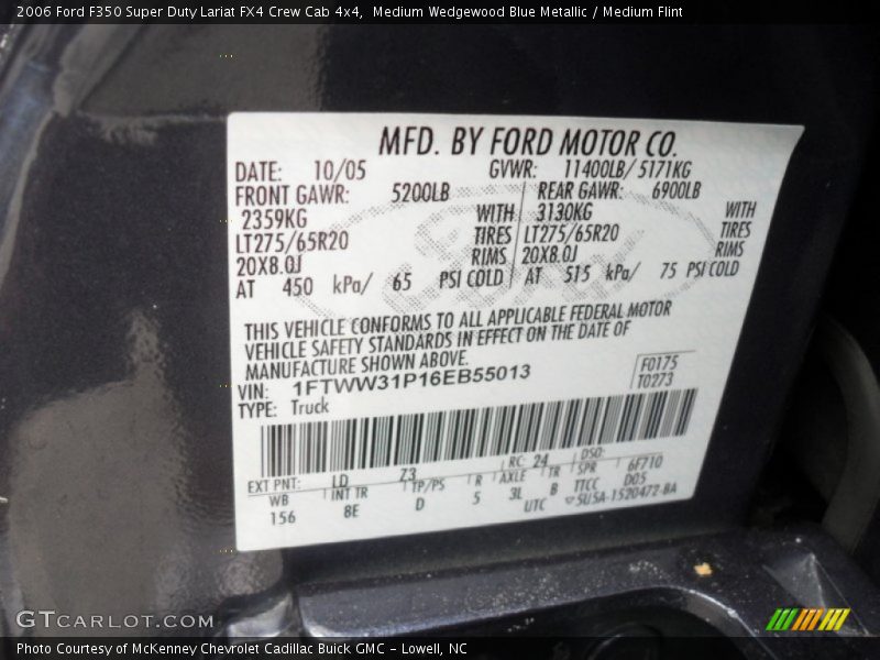 Medium Wedgewood Blue Metallic / Medium Flint 2006 Ford F350 Super Duty Lariat FX4 Crew Cab 4x4