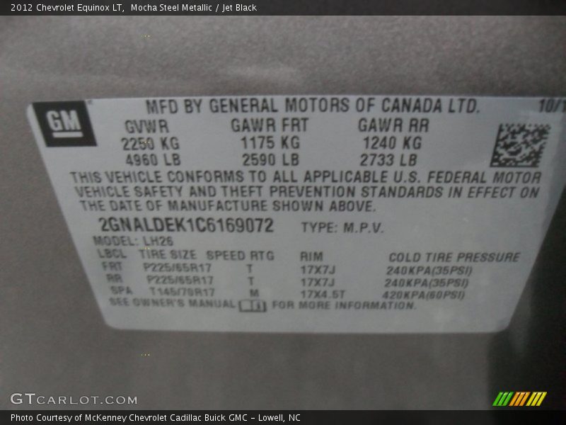 Mocha Steel Metallic / Jet Black 2012 Chevrolet Equinox LT