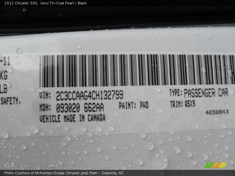 2012 300  Ivory Tri-Coat Pearl Color Code PWD