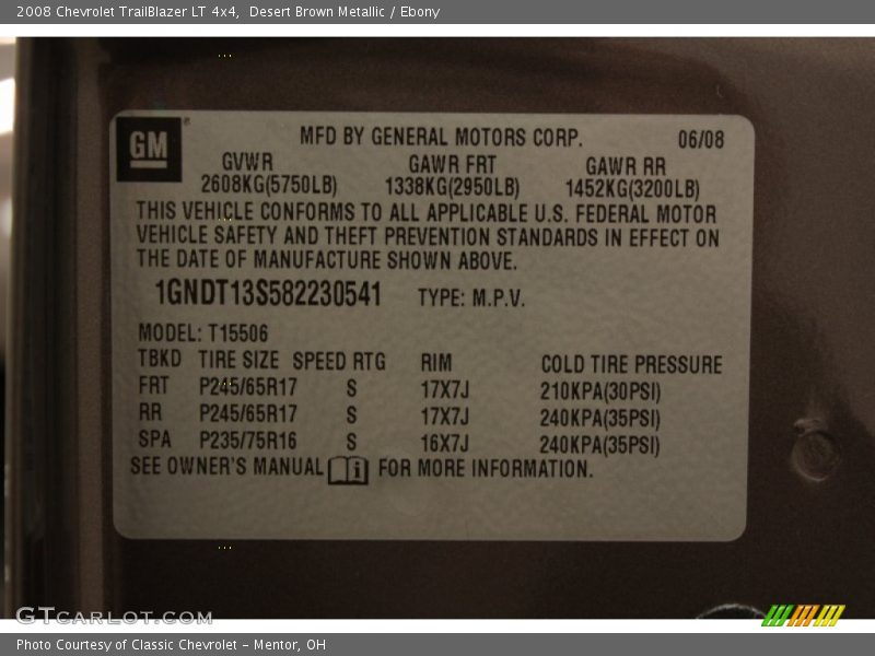 Desert Brown Metallic / Ebony 2008 Chevrolet TrailBlazer LT 4x4