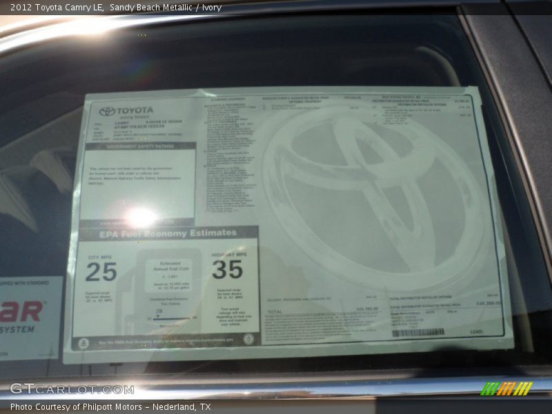 Sandy Beach Metallic / Ivory 2012 Toyota Camry LE