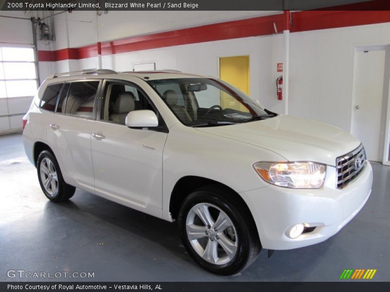 Blizzard White Pearl / Sand Beige 2008 Toyota Highlander Limited